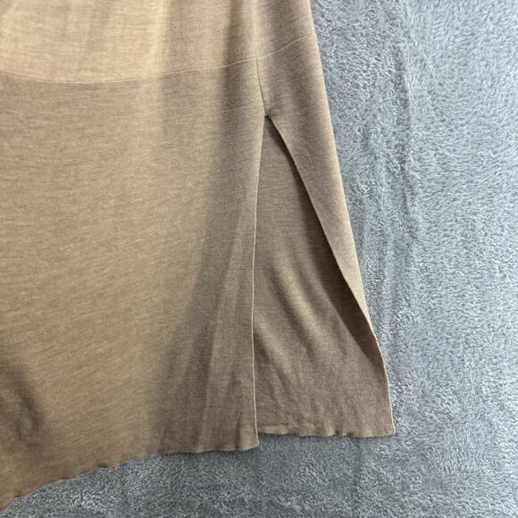 Talbots Sweater Womens L Camel Merino Wool Knit Long Open Front Cardigan V-Neck - Picture 6 of 13